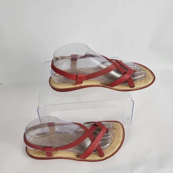 BORN Women's 8 Red Strappy Summer Sandals Flats Leather Boho Casual - Picture 12 of 12